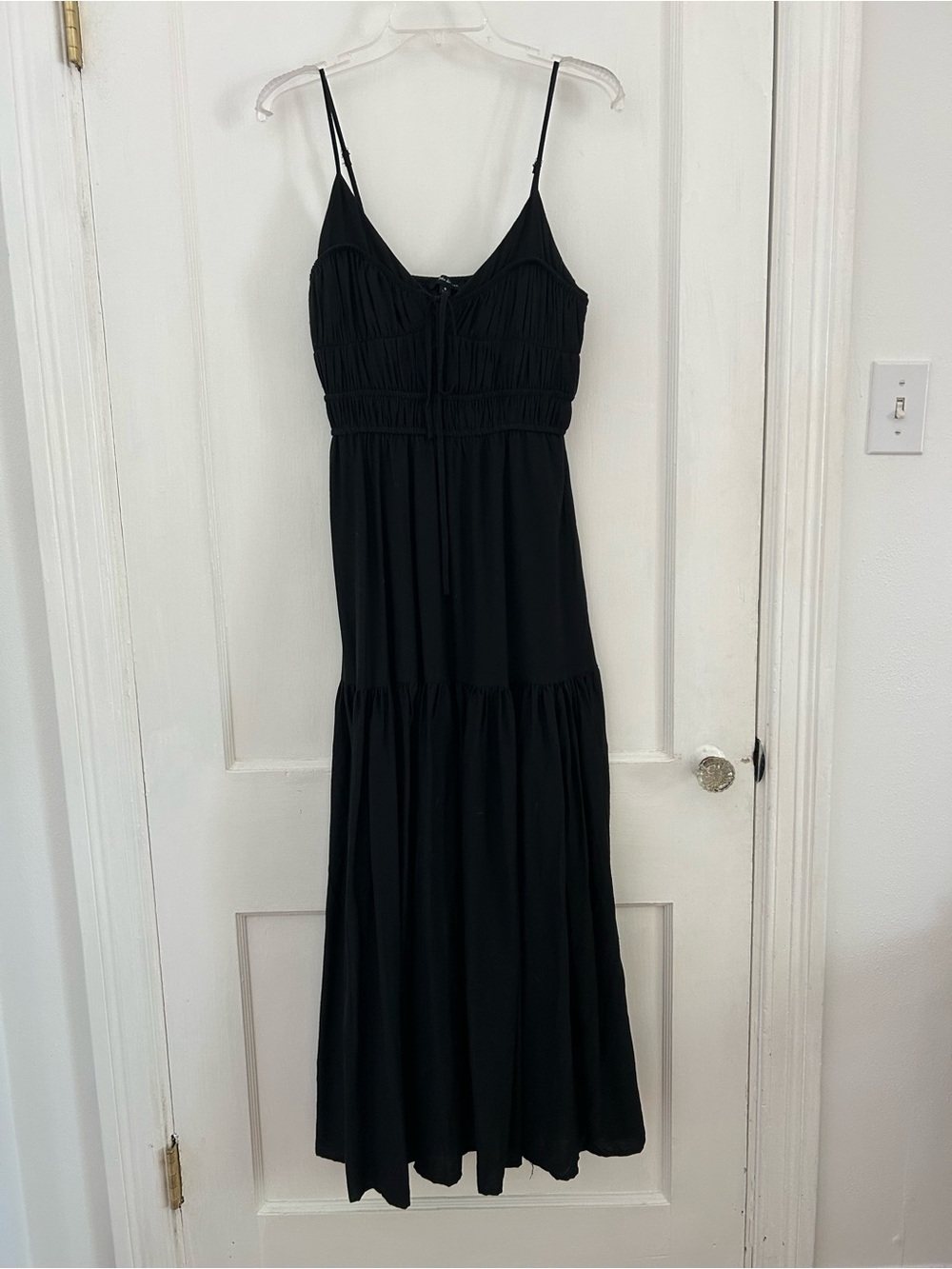 Black Smocked Tiered Maxi Dress